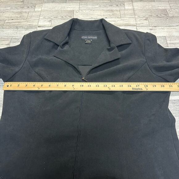 Natural Impressions | Embroidered Flower Zipper Blazer | Black | XL - Picture 6 of 10